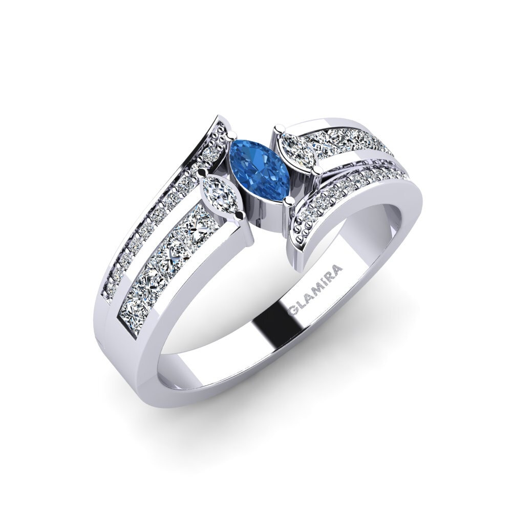 Dark Blue Zirconia Engagement Ring Poppy