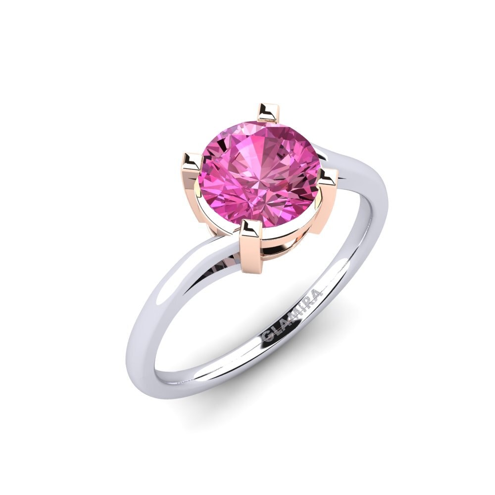14ct White & Rose Gold Pink Topaz Engagement Ring Radmilla