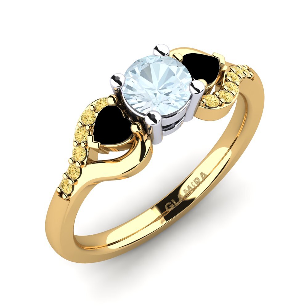 14ct Yellow & White Gold Aquamarine Engagement Ring Roselina 0.5 crt