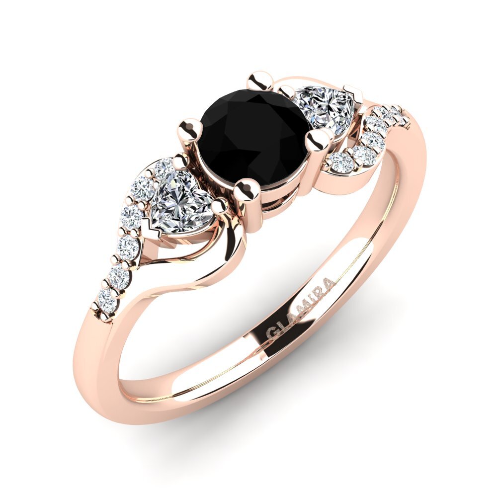 Or rose 585 Diamant Noir Bague de fiançailles Roselina 0.5 crt