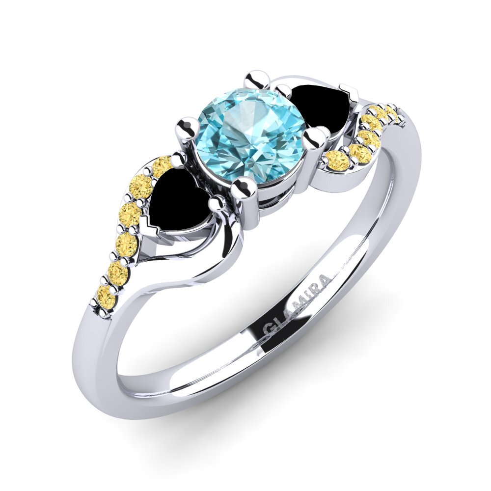 Blue Zircon Engagement Ring Roselina 0.5 crt