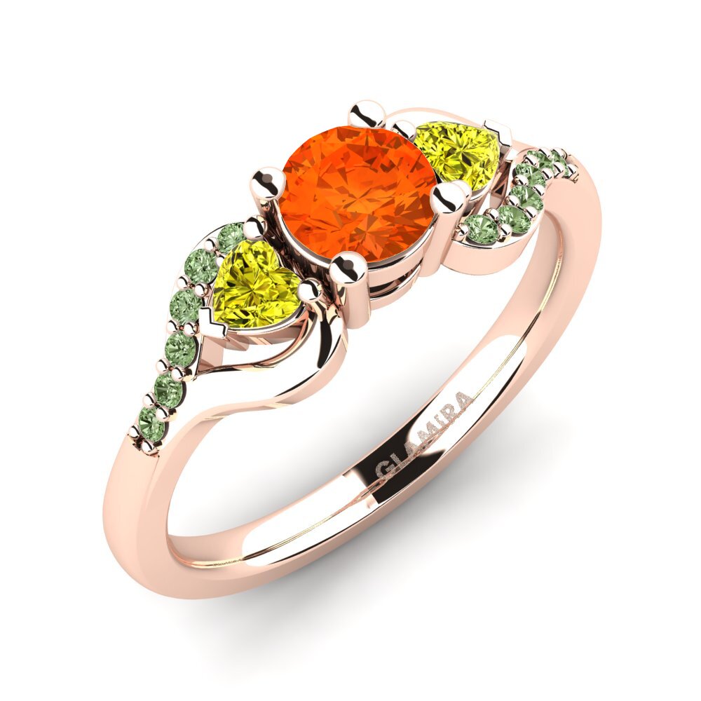 14ct Rose Gold Fire Opal Engagement Ring Roselina 0.5 crt