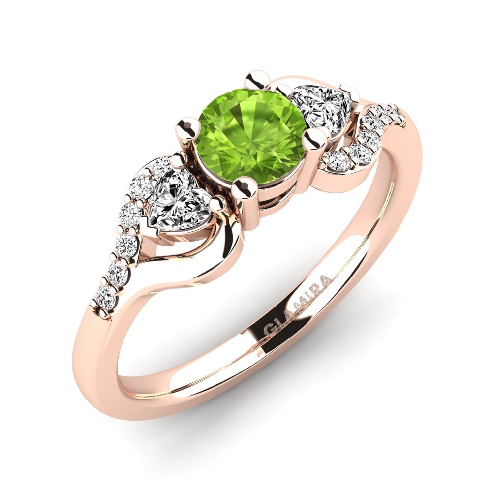 14ct Rose Gold Peridot Engagement Ring Roselina 0.5 crt