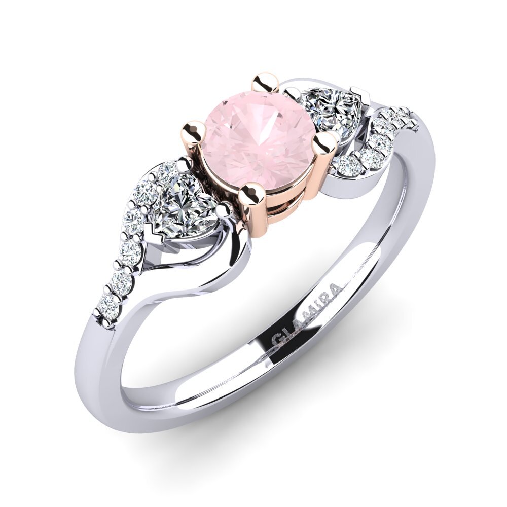 14ct White & Rose Gold Rose Quartz Engagement Ring Roselina 0.5 crt