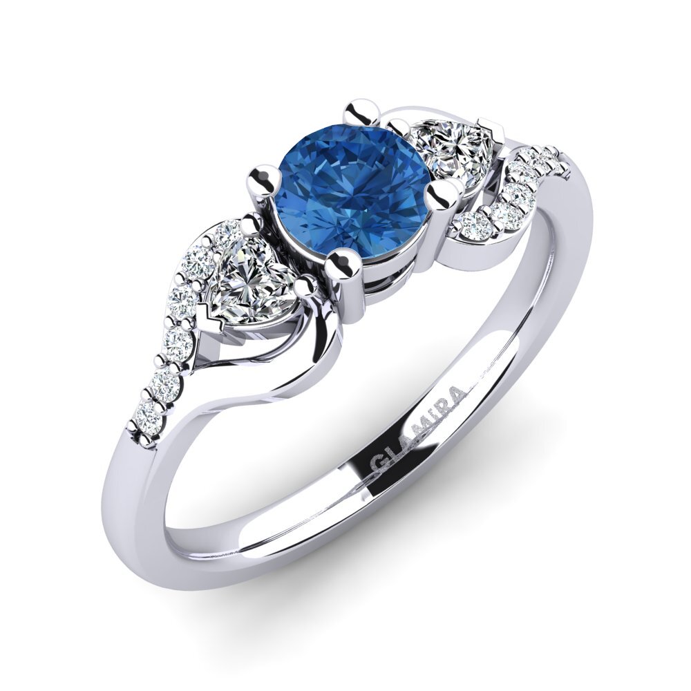 Circonita Azul Oscuro Anillo de compromiso Roselina 0.5 crt