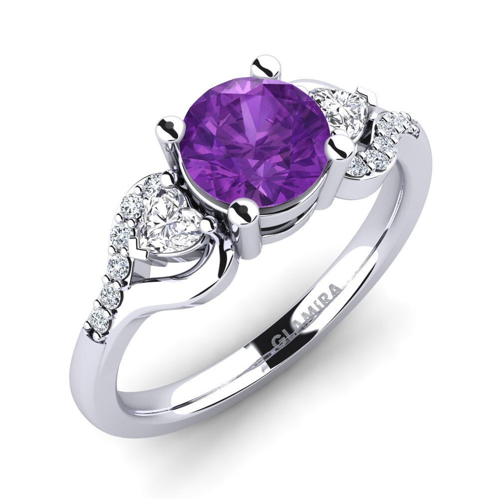 950 Platinum Amethyst Engagement Ring Roselina 1.0 crt