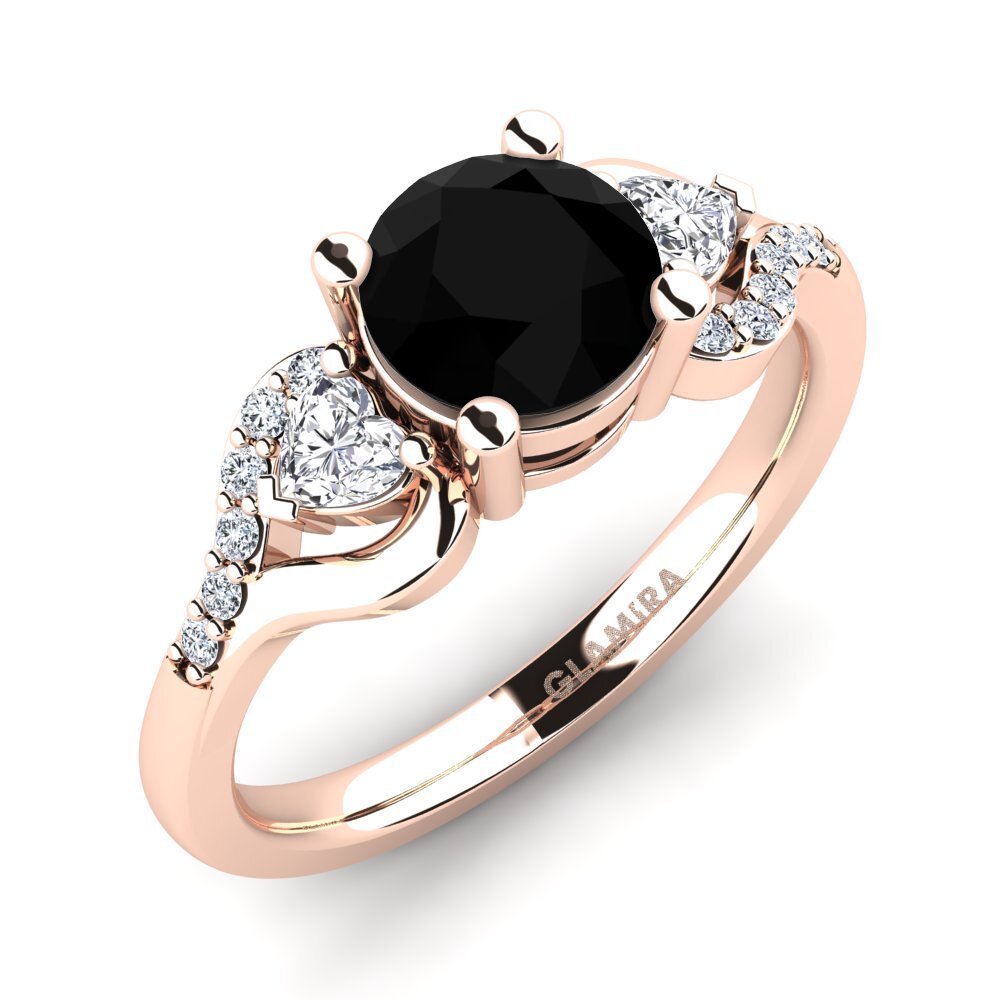 Or rose 585 Diamant Noir Bague de fiançailles Roselina 1.0 crt