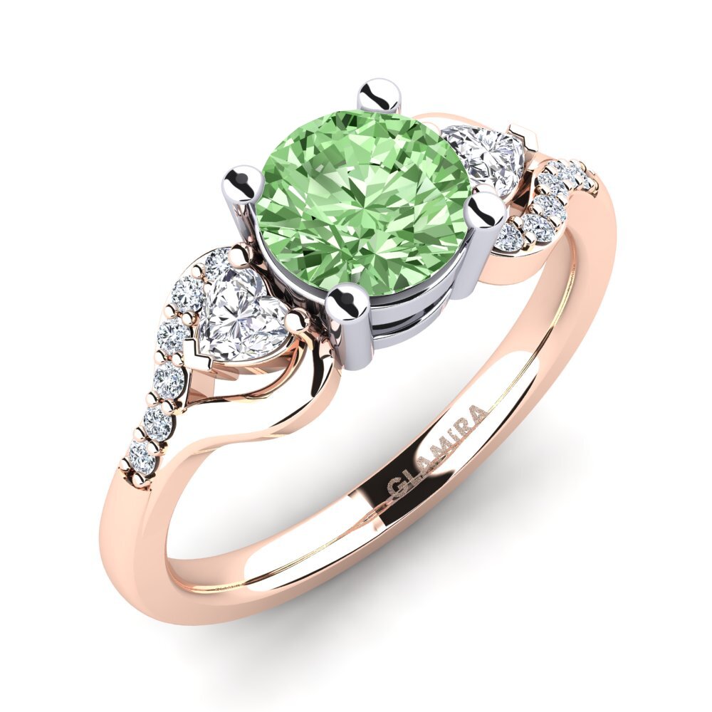 14ct Rose & White Gold Green Diamond Engagement Ring Roselina 1.0 crt
