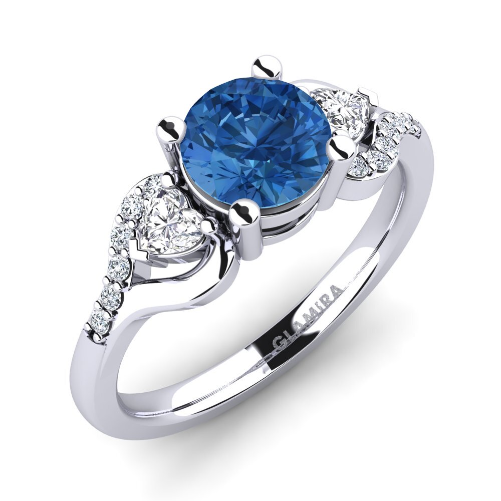 Circonita Azul Oscuro Anillo de compromiso Roselina 1.0 crt