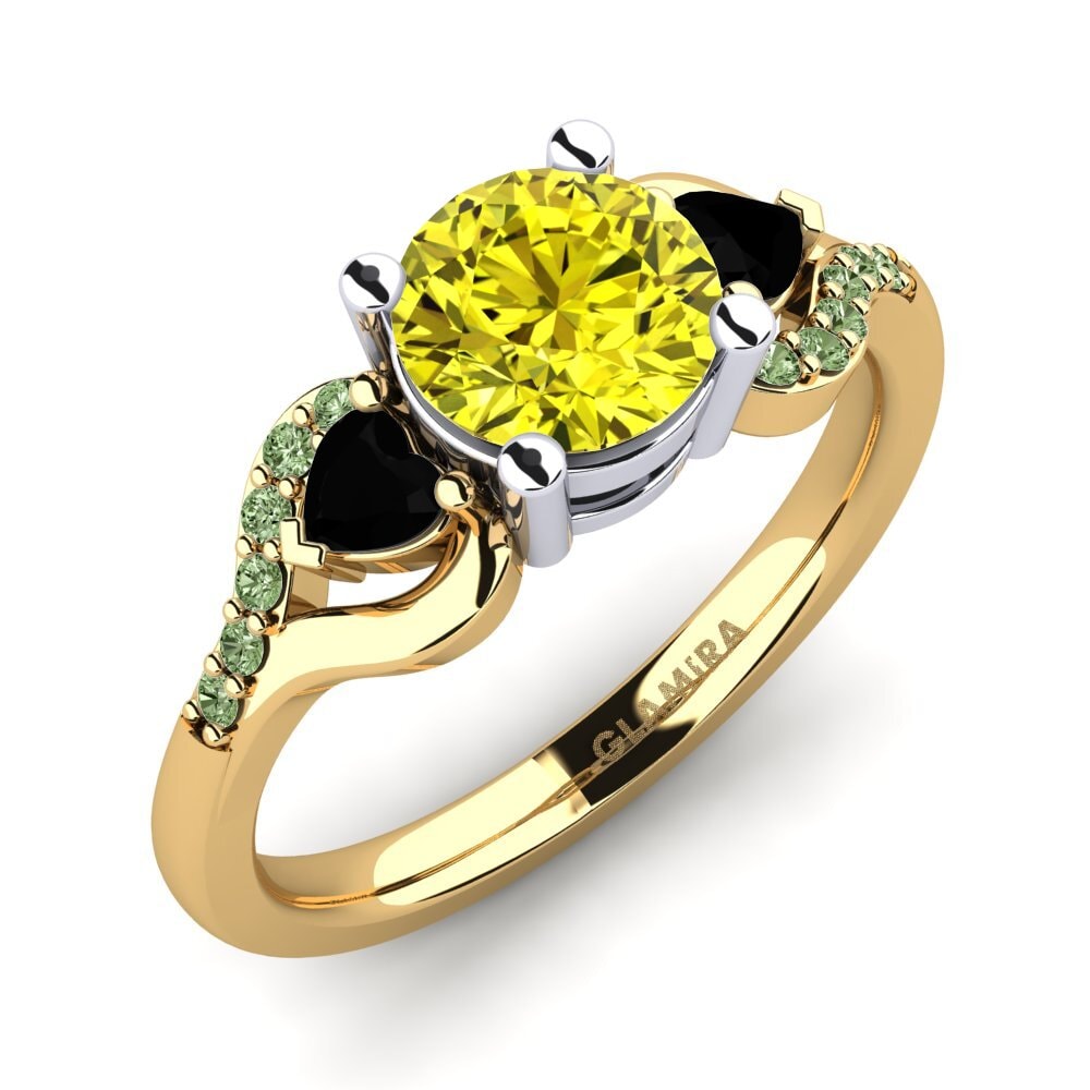 18k Oro Amarillo & Blanco Anillo de compromiso Roselina 1.0 crt