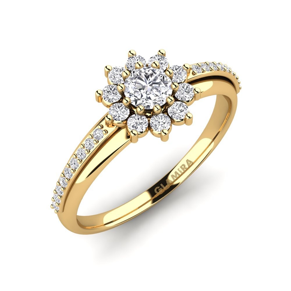 18k Oro Amarillo Anillo de compromiso Rutorte
