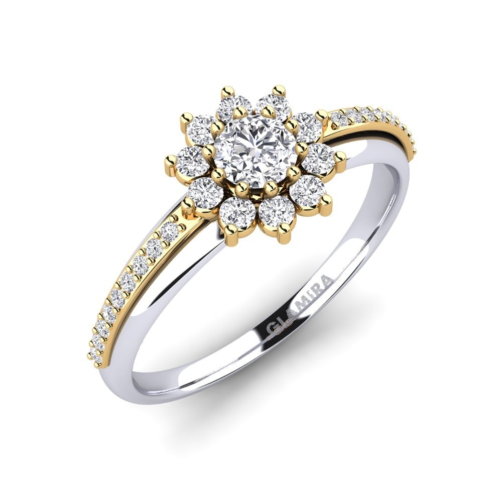 18ct White & Yellow Gold Engagement Ring Rutorte