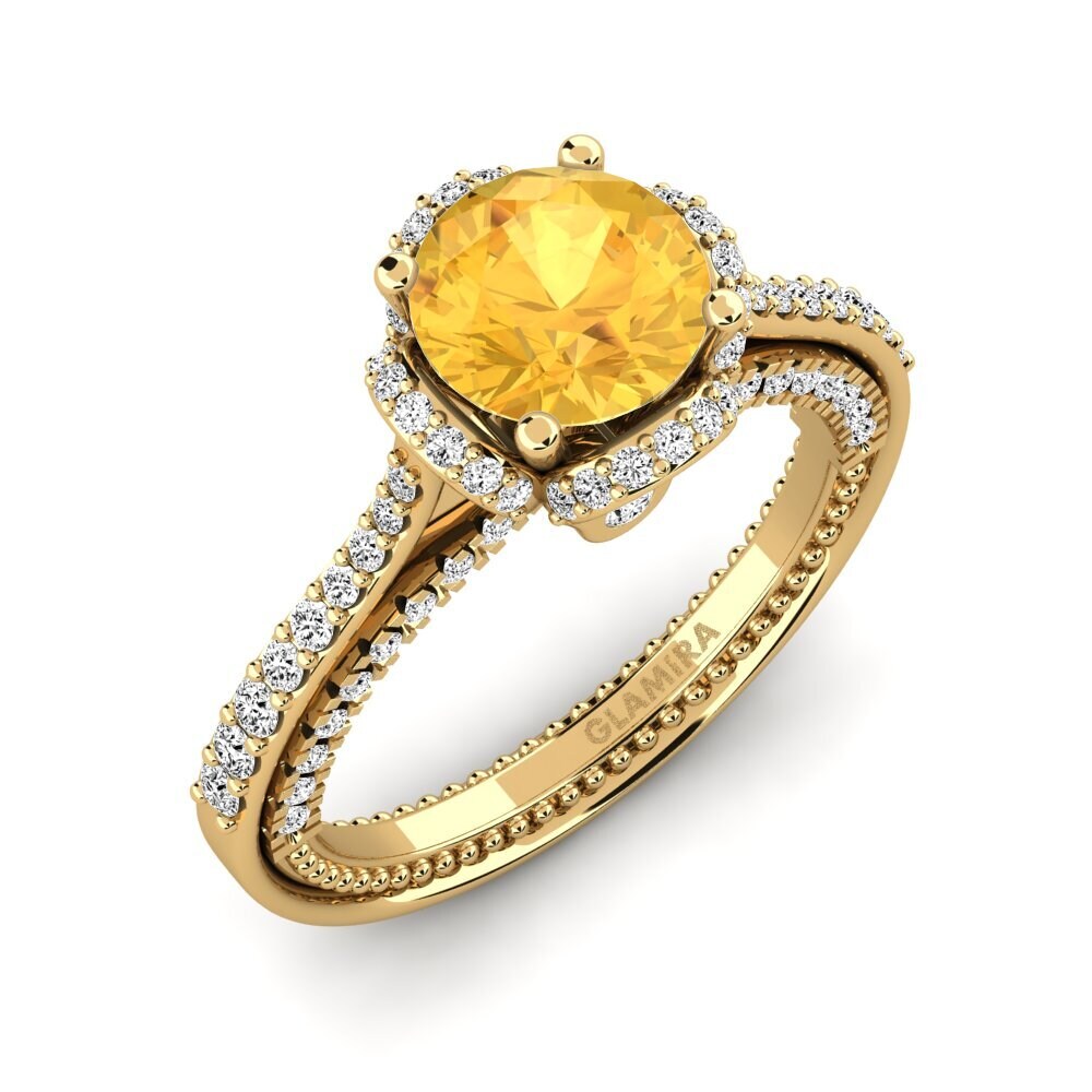 18k Oro Amarillo Citrino Anillo de compromiso Sashenka