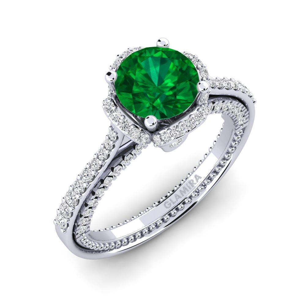 Émeraude (créée en laboratoire) Bague de fiançailles Sashenka