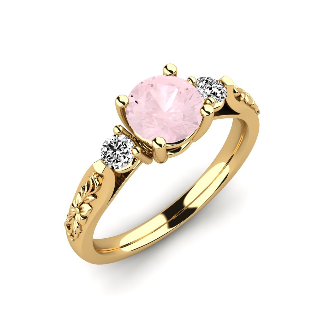 14ct Yellow Gold Rose Quartz Engagement Ring Saundria