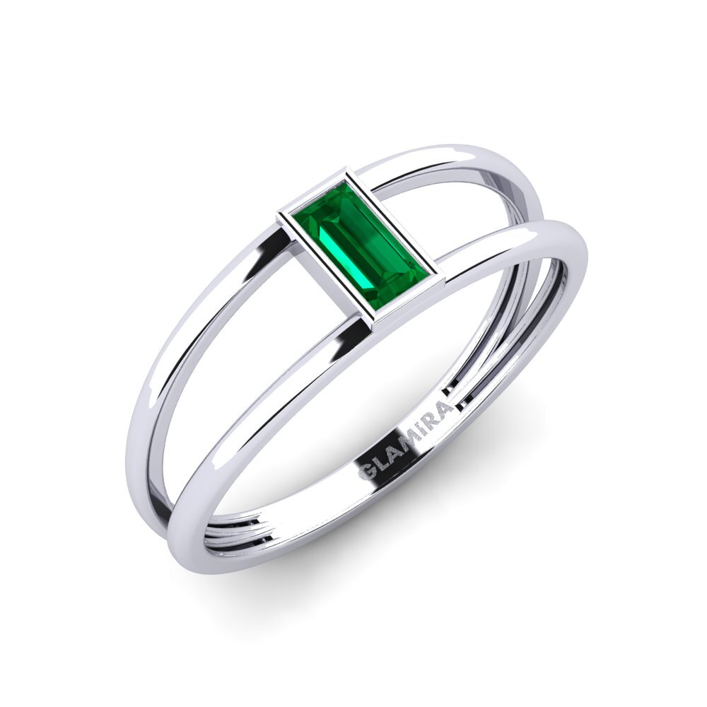 Baguette Green Zirconia Engagement Ring Simisear