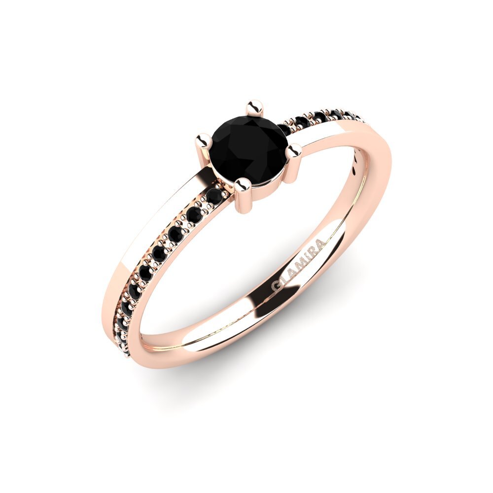 Or rose 585 Diamant Noir Bague de fiançailles Starila