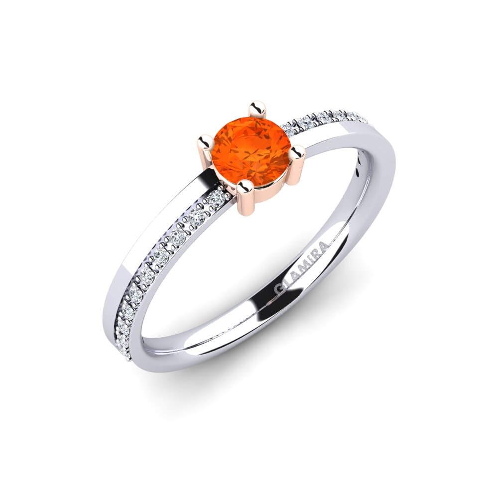 14ct White & Rose Gold Fire Opal Engagement Ring Starila