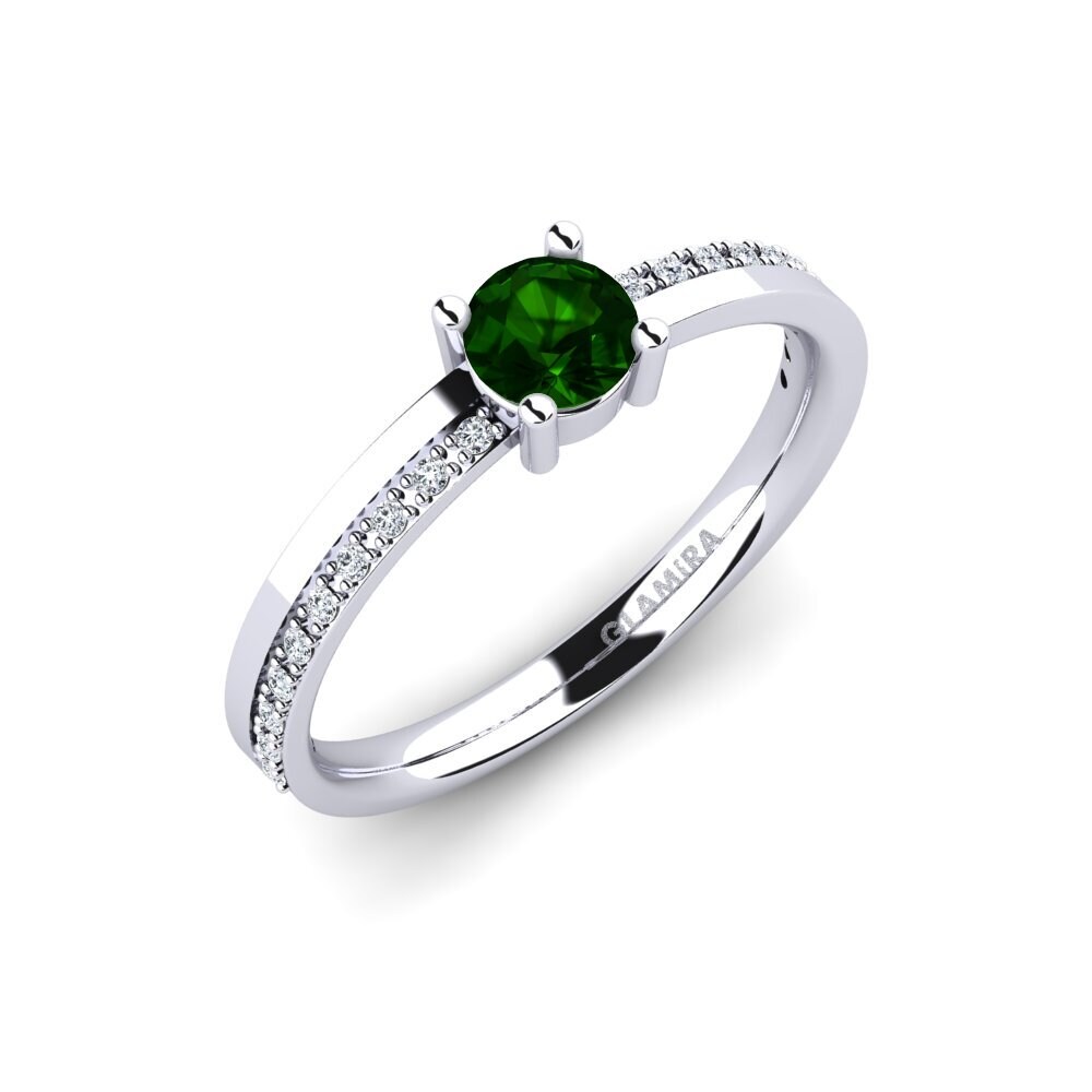 18ct White Gold Green Tourmaline Engagement Ring Starila