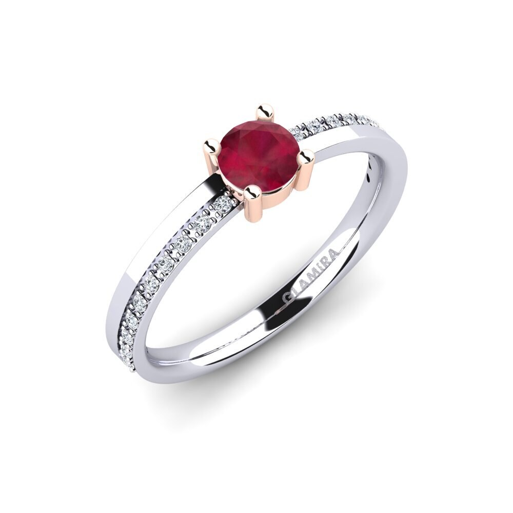 9ct White & Rose Gold Ruby Engagement Ring Starila