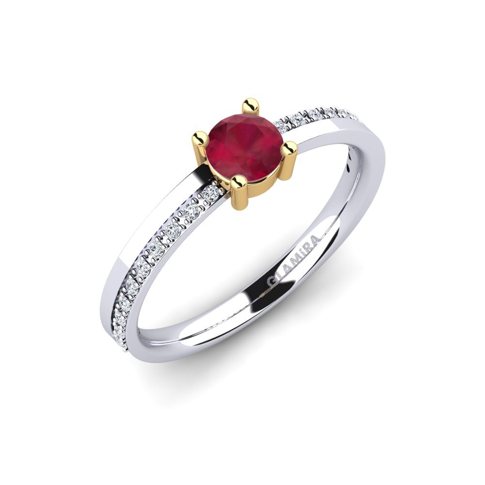 18ct White / Yellow Gold Ruby Engagement Ring Starila