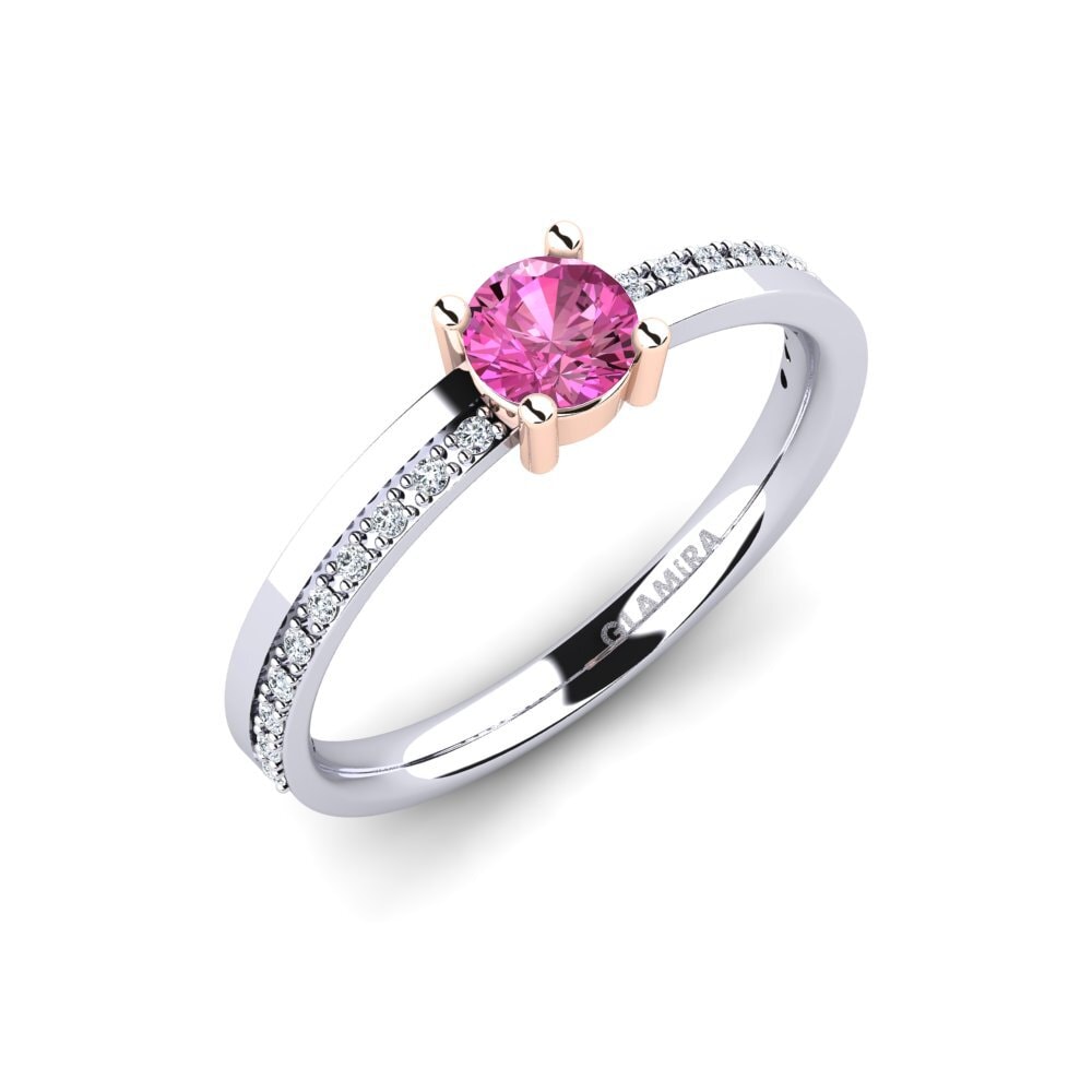 14ct White & Rose Gold Pink Topaz Engagement Ring Starila