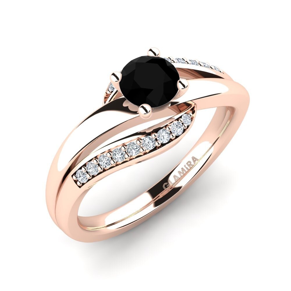 Or rose 585 Diamant Noir Bague de fiançailles Sydney