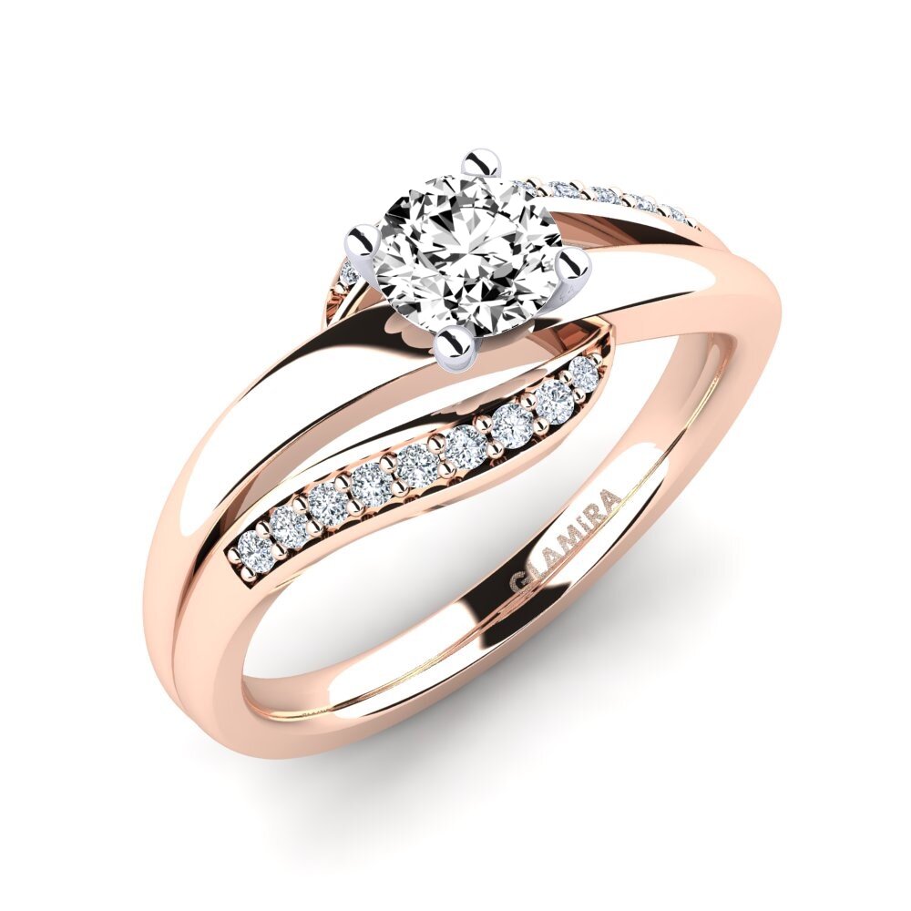 14ct Rose / White Gold Moissanite Engagement Ring Sydney