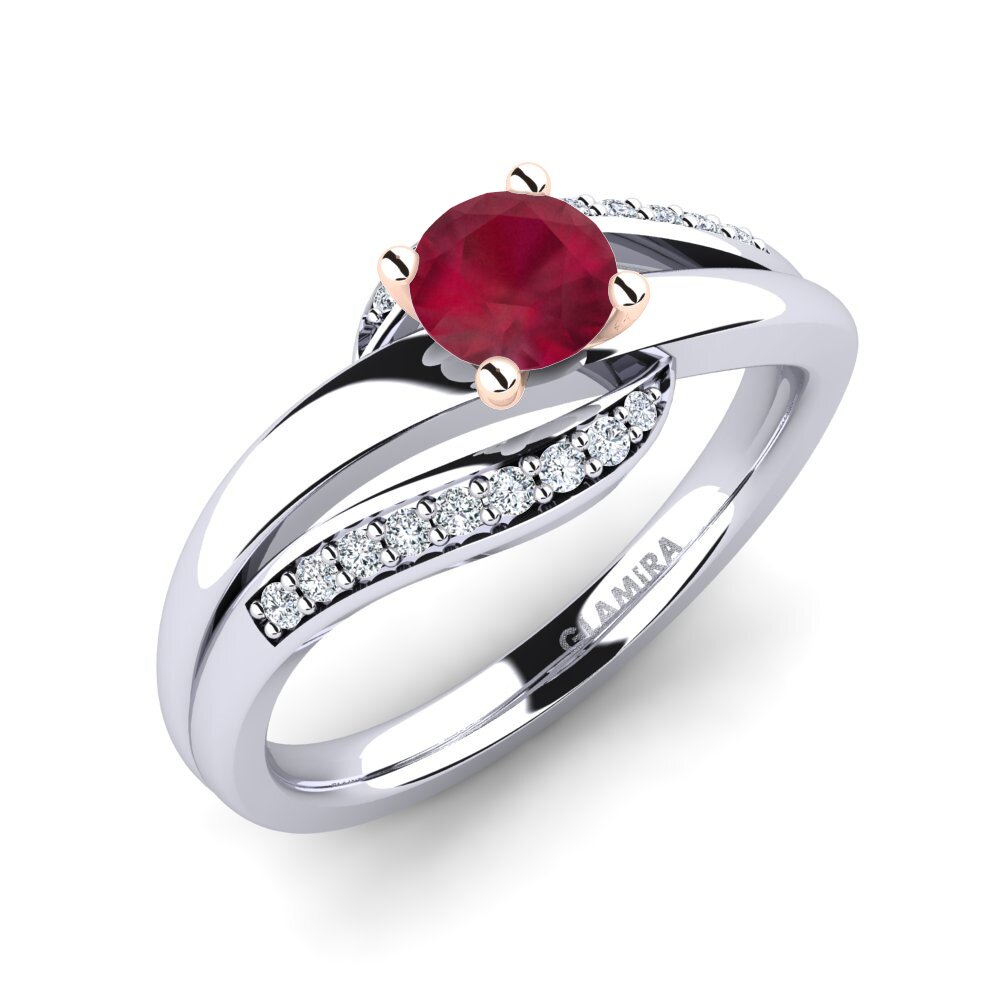 9ct White & Rose Gold Ruby Engagement Ring Sydney