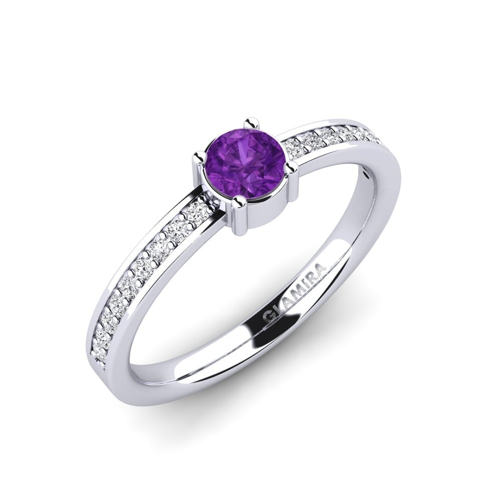 White Silver Amethyst Engagement Ring Tasco