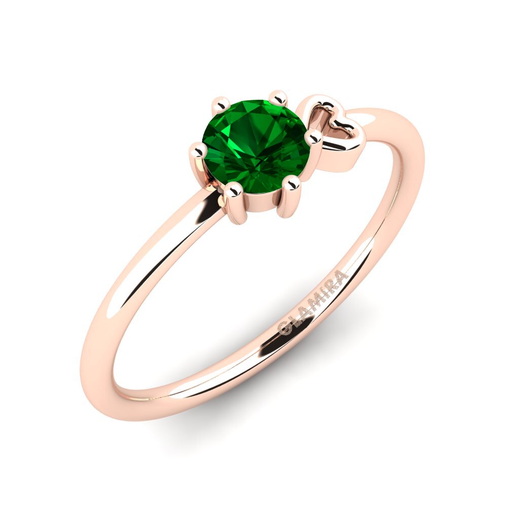 14ct Rose Gold Green Zirconia Women's Ring Tasenka