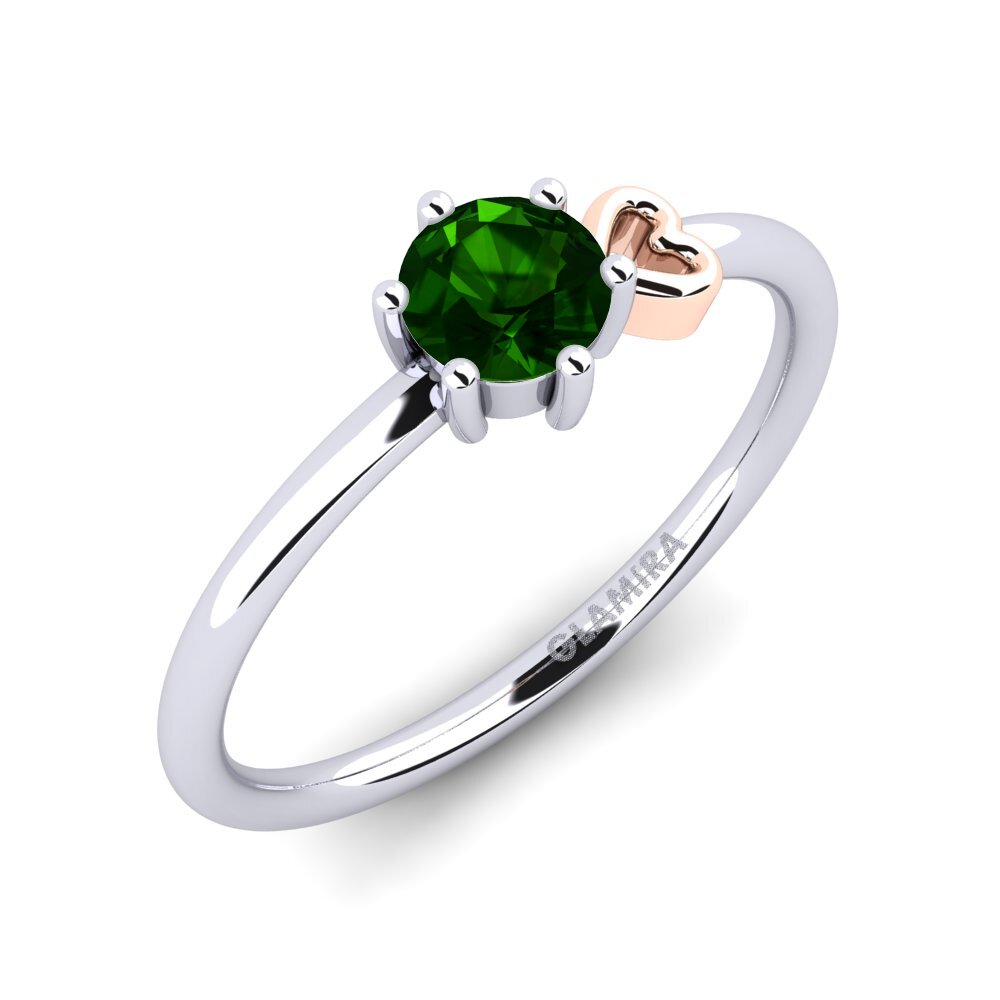 14K Wit & Rood Goud Groene Toermalijn Dames Ring Tasenka