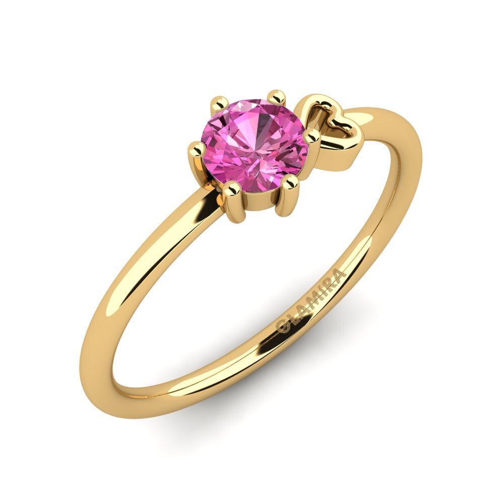 18k Oro Amarillo Topacio Rosa Anillo de Mujer Tasenka