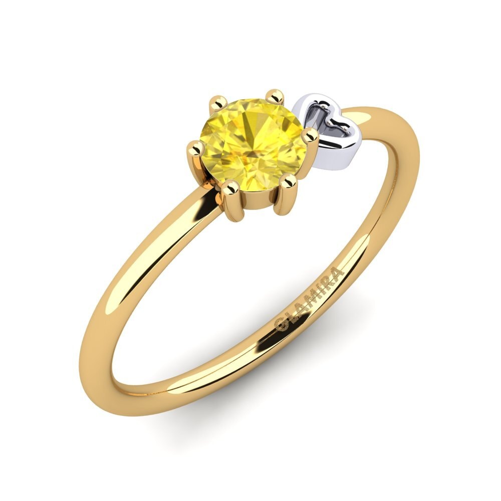 14ct Yellow & White Gold Yellow Sapphire Women's Ring Tasenka