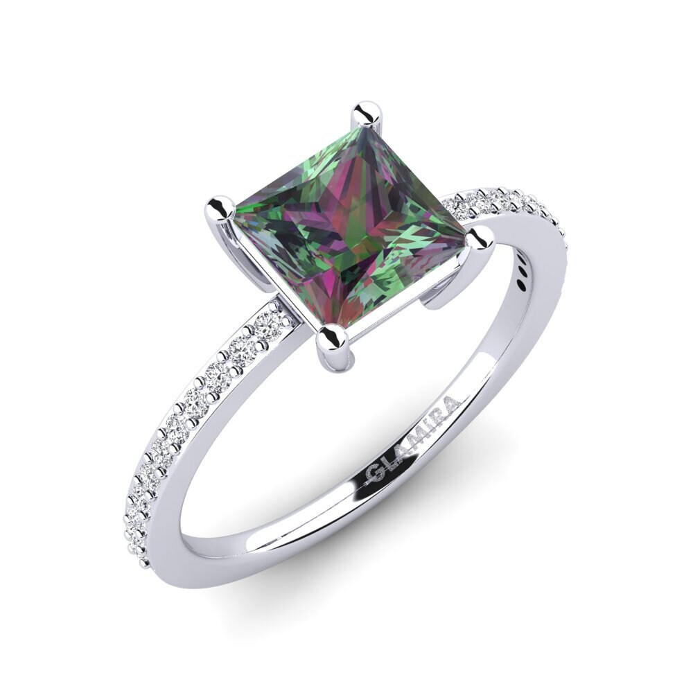 18ct White Gold Mystic Topaz Engagement Ring Thursa