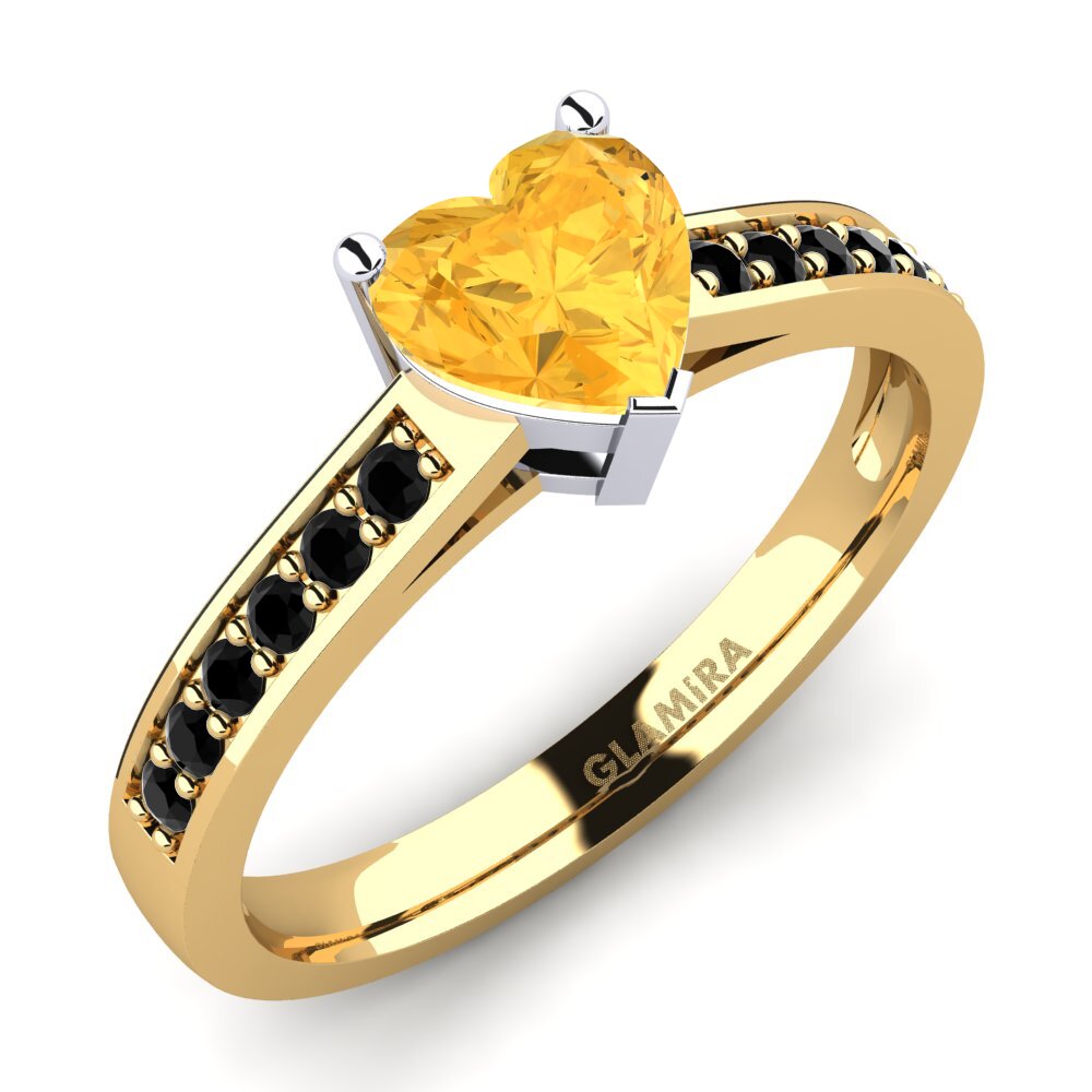 14k Oro Amarillo & Blanco Citrino Anillo de compromiso Tina