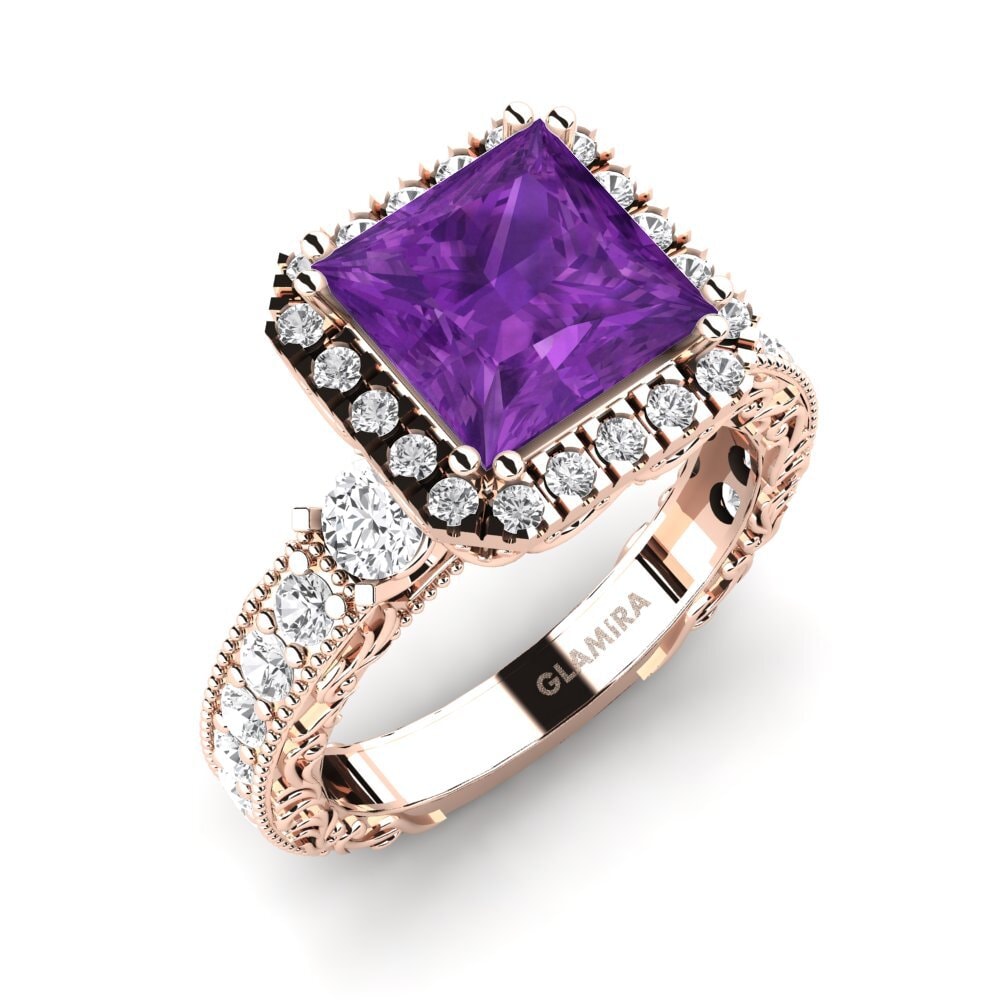 14k Rose Gold Amethyst Engagement Ring Mariko
