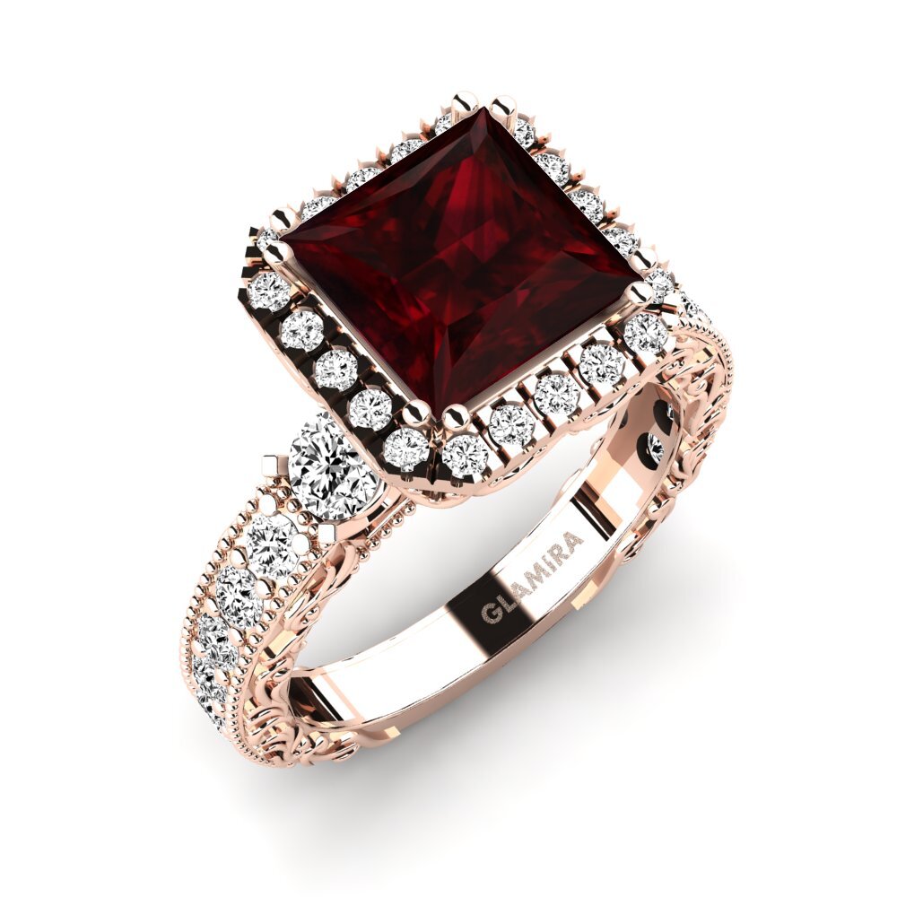 red-750 garnet Anel de Noivado Mariko