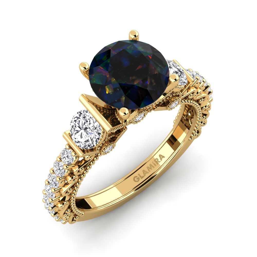 Black Opal Engagement Ring Marquita