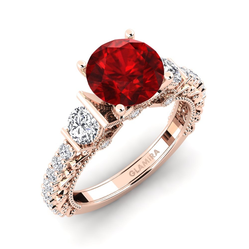 18ct Rose Gold Ruby (Lab Created) Engagement Ring Marquita