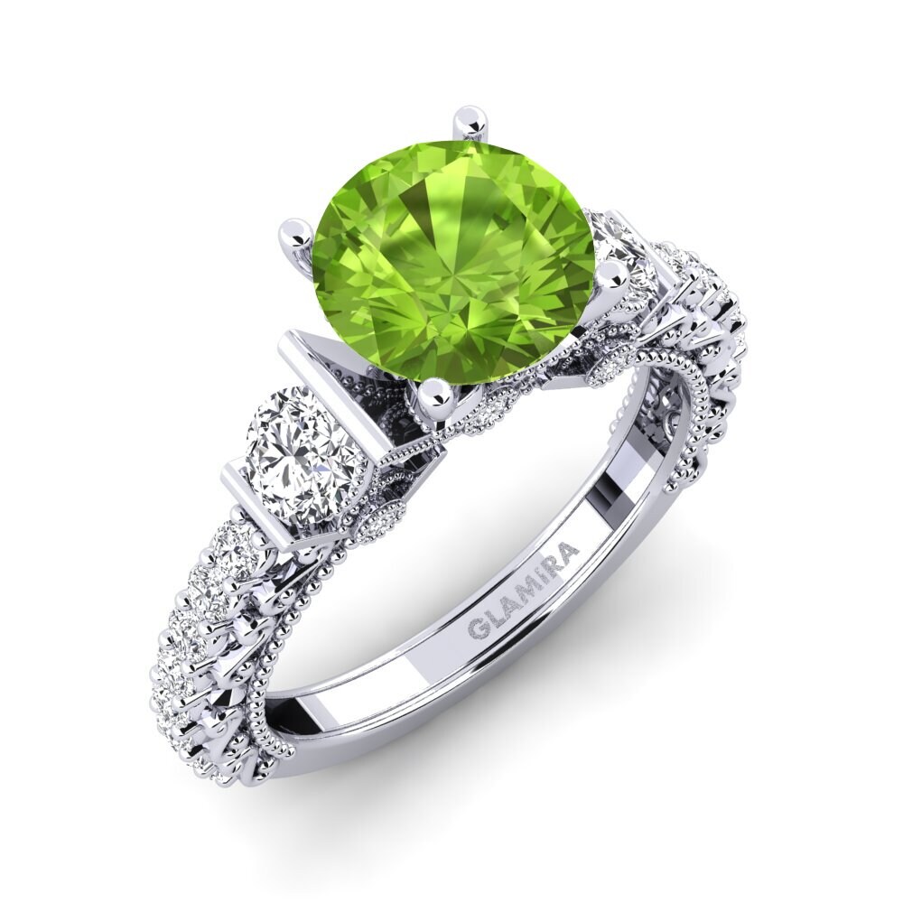 9ct White Gold Peridot Engagement Ring Marquita