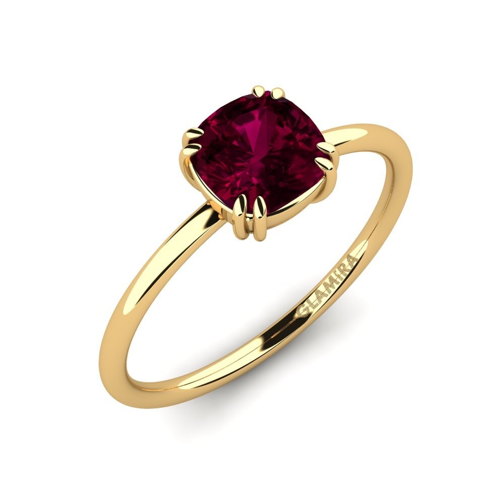 Oro Giallo 585 Granato Rodolite Anello di fidanzamento Vaisselle