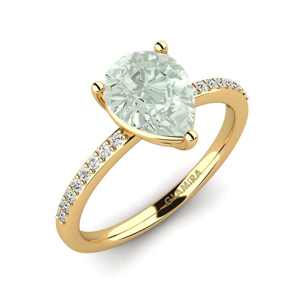 14ct Yellow Gold Green Amethyst Engagement Ring Vavuniya