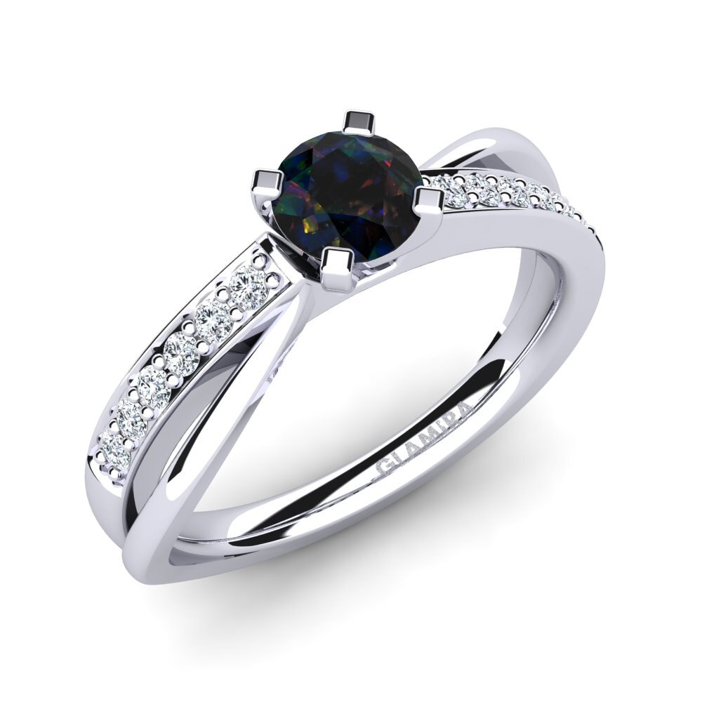 Black Opal Engagement Ring Viviette