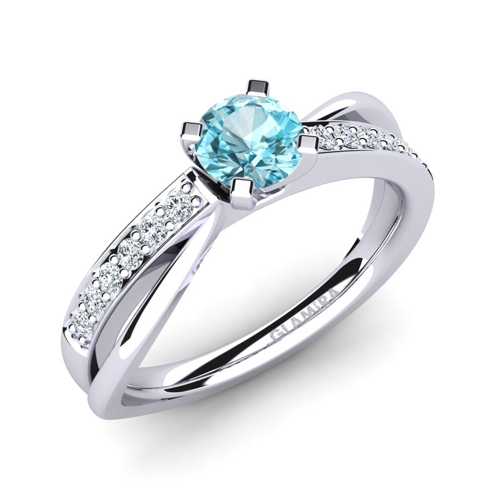 Blue Zircon Engagement Ring Viviette