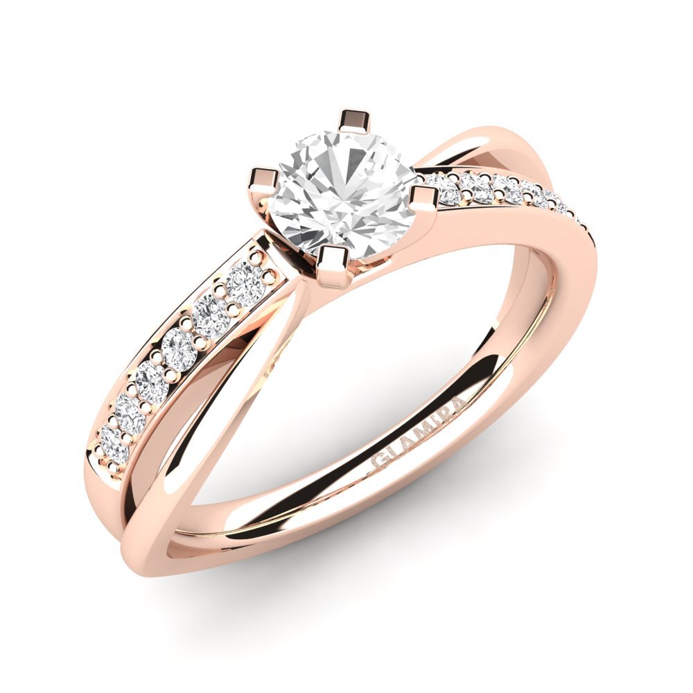 14ct Rose Gold White sapphire Engagement Ring Viviette