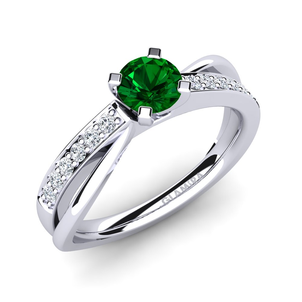 Green Zirconia Engagement Ring Viviette
