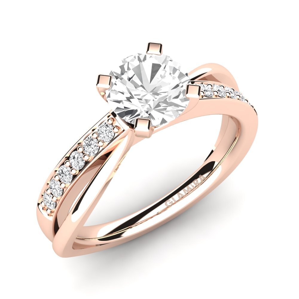 14ct Rose Gold White sapphire Engagement Ring Viviette 1.0 crt
