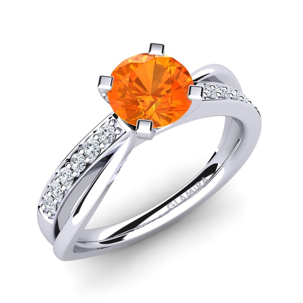 Orange Sapphire Engagement Ring Viviette 1.0 crt