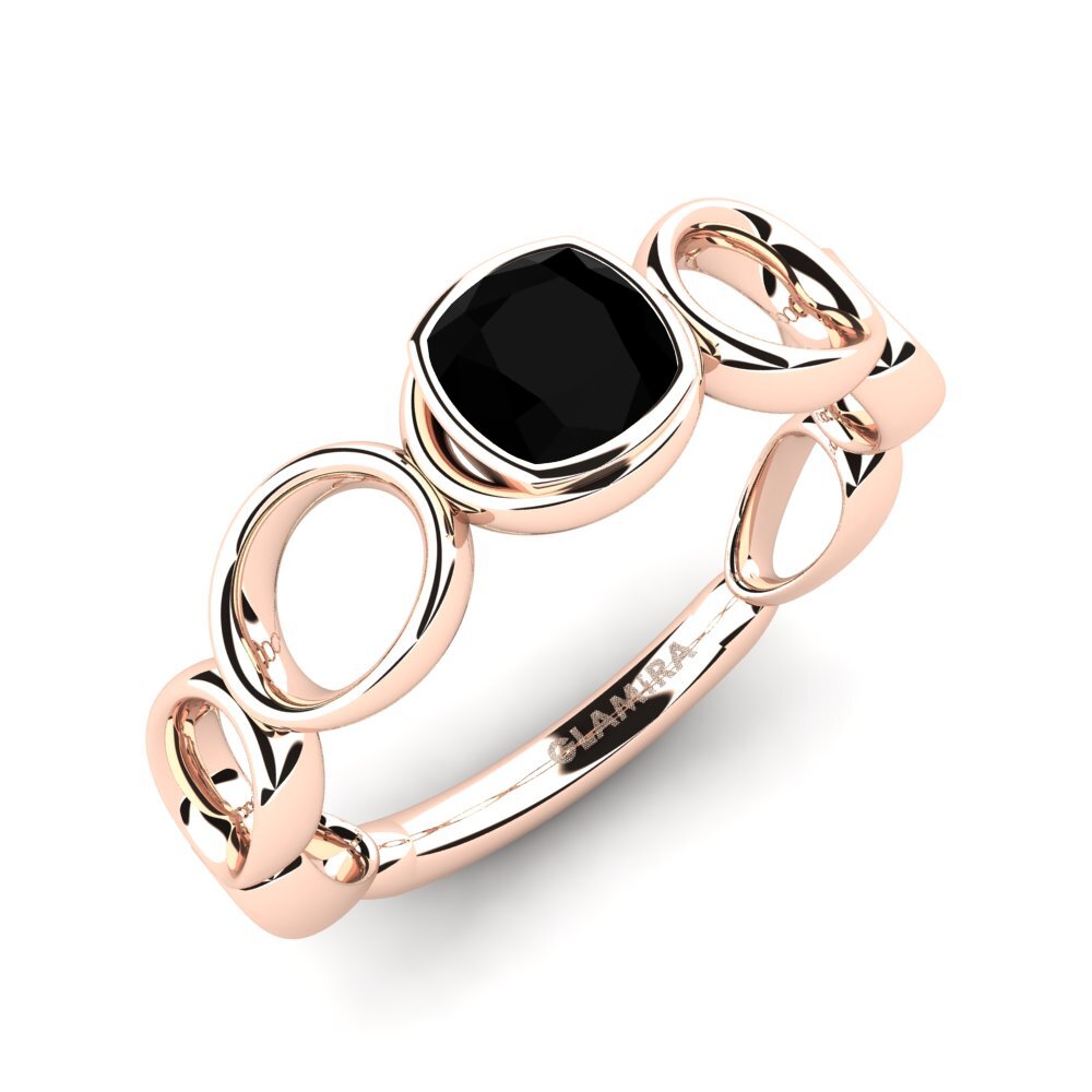 Cushion Black Diamond Engagement Ring Yuol